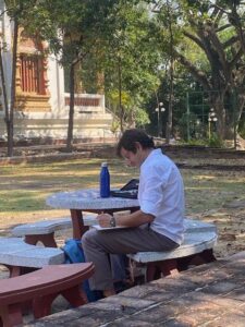 Drawing solo during the Sketching Chiang Mai course