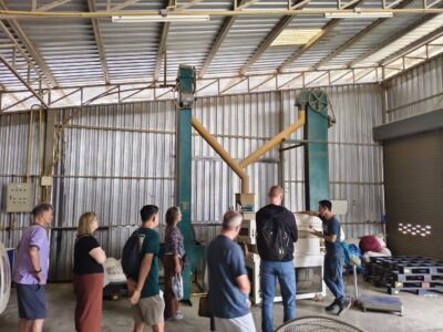 Participants observed the machinery and techniques used in Siamaya Chocolate’s bean-to-bar chocolate-making process.