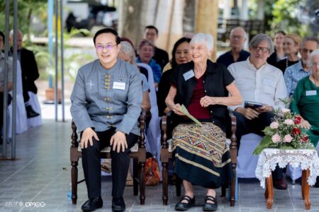 President Apicha Insuwan and guests sit in the audience during the Mural Dedication Ceremony at the Lifelong Learning Center on 22 June 2026.